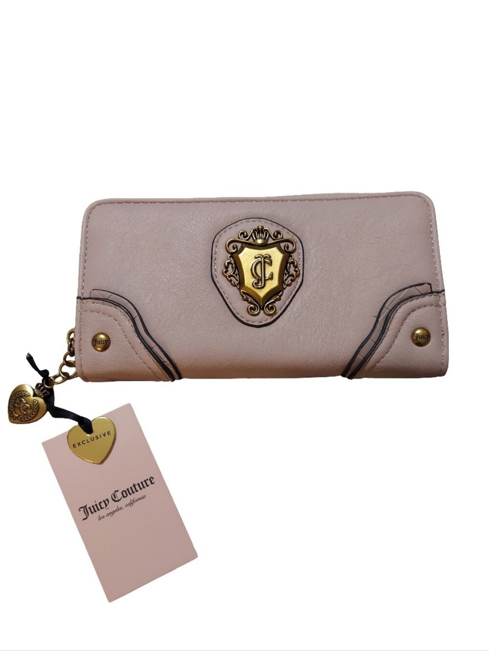 Juicy Couture Romance Gusset Single Zip Around Wallet In Dusty Pink